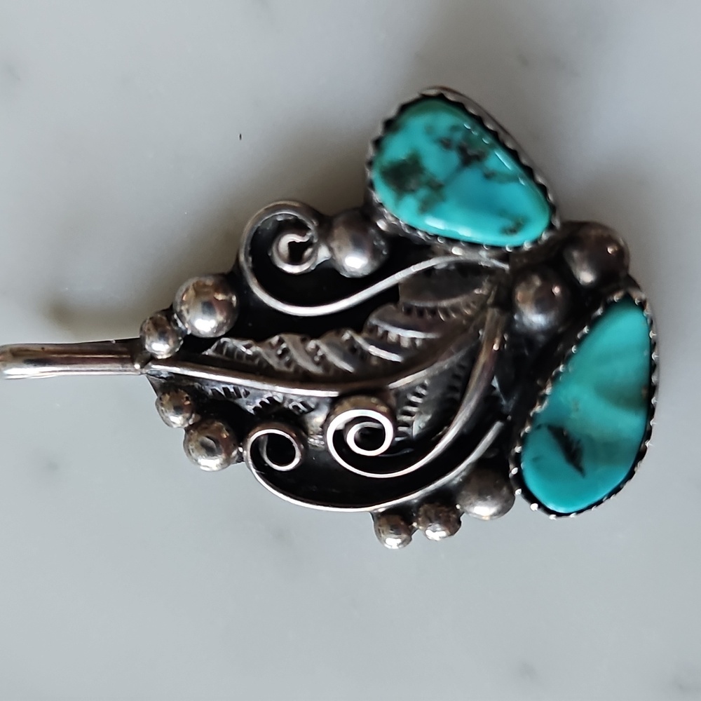 🩵HP🩵Signed Navajo Turquiose & Sterling Silver Pendant